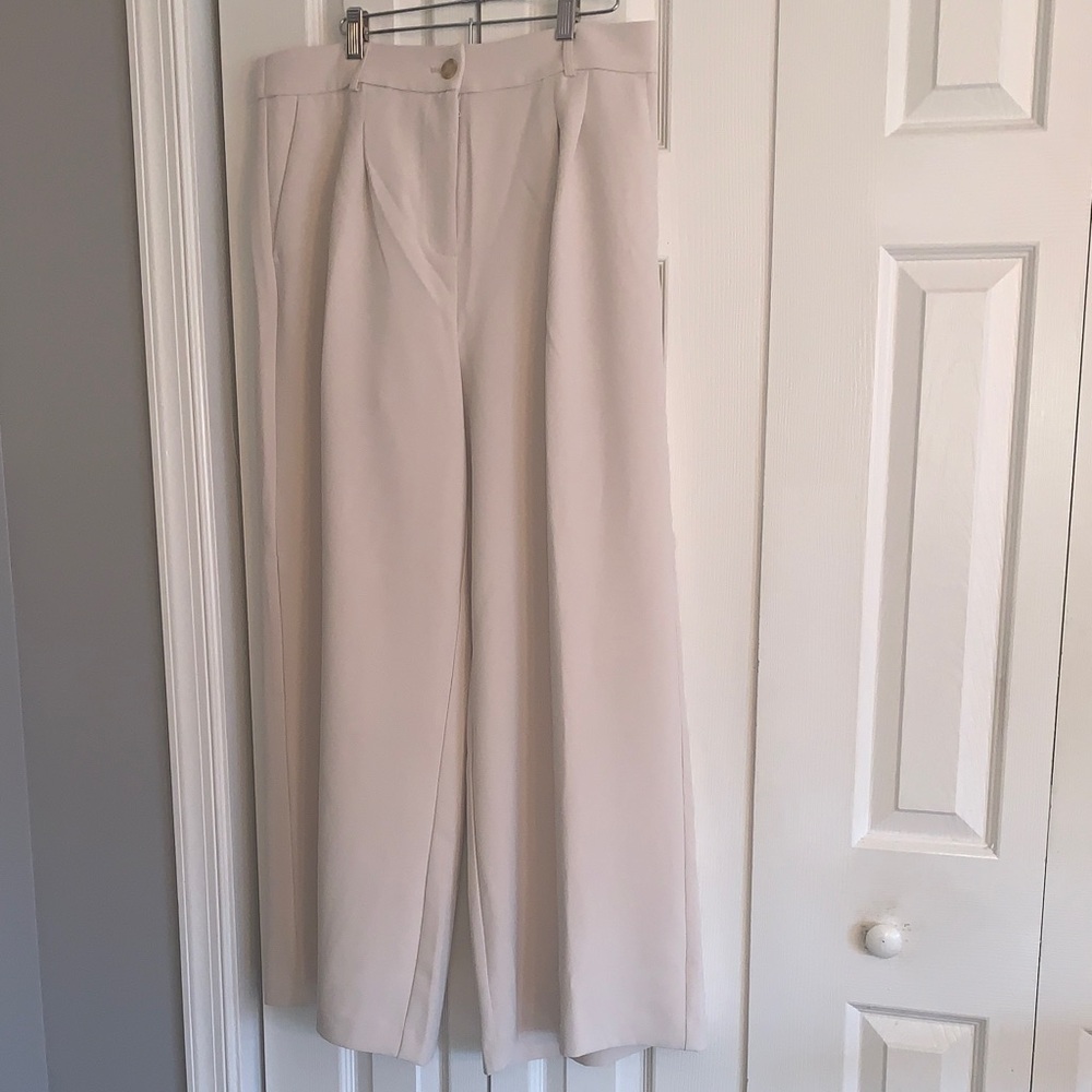 LOFT Versa Cream Wide Leg Pants Trousers Size 14